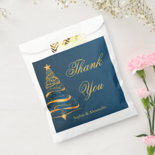 Chic Stylish Gold Christmas Tree Thank You Wedding Favour Bags