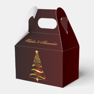 Chic Stylish Gold Christmas Tree Thank You Wedding Favour Box