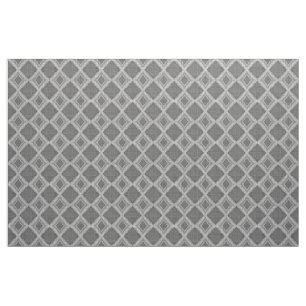 Chic Stylish Grey Faux Batik Linen Squares Pattern Fabric