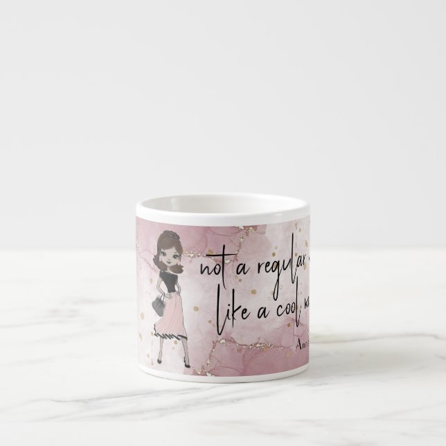 Chic Stylish Lady | Pink Marble Personalised Mum  Espresso Cup (Front)