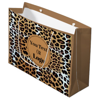 Chic Stylish Leopard Animal Print Custom Business Large Gift Bag