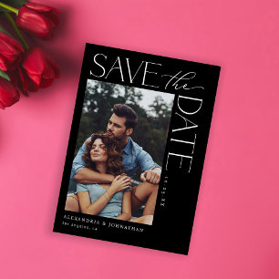 Chic Stylish Mod Photo Save the Date 2 Black Invitation