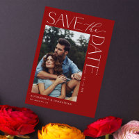 Chic Stylish Mod Photo Save the Date 2 Red