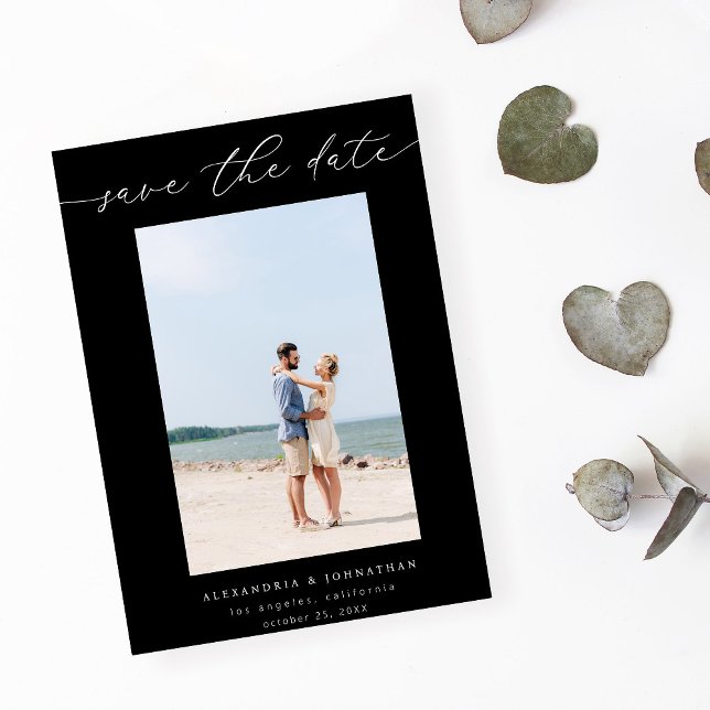 Chic Stylish Mod Photo Save the Date 3 - Black Invitation (Creator Uploaded)