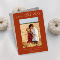 Chic Stylish Mod Photo Save the Date 3 - Rust