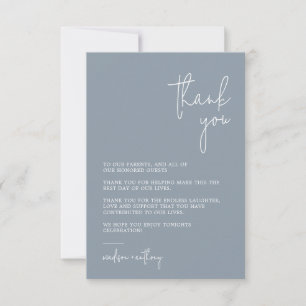 Chic Stylish Modern Dusty Blue Wedding Thank You Card