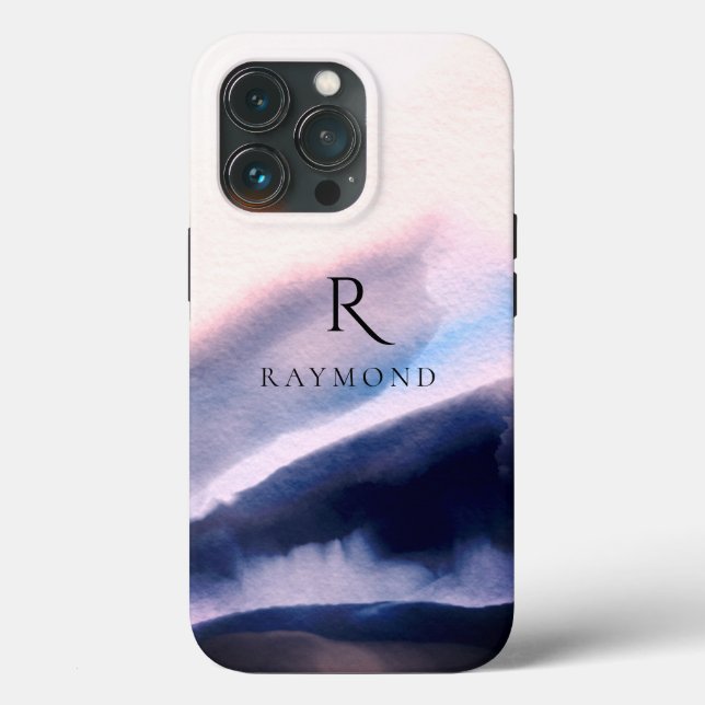 Chic Stylish Mountains Landscape Monogrammed Case-Mate iPhone Case (Back)