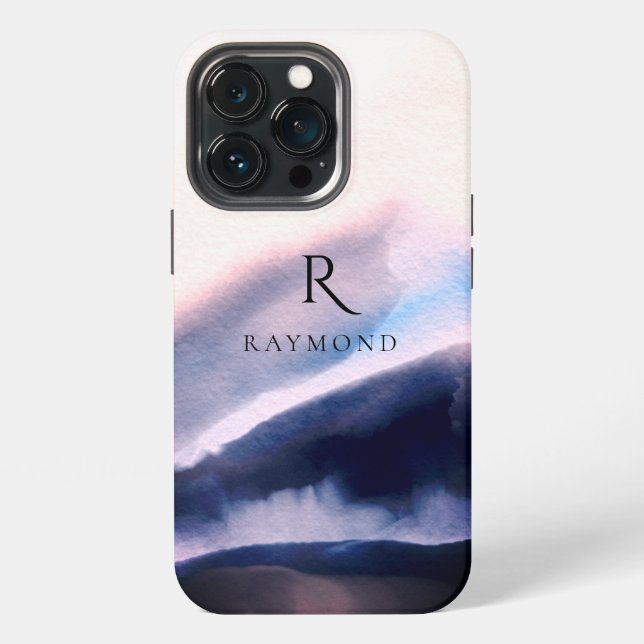 Chic Stylish Mountains Landscape Monogrammed iPhone Case (Back)