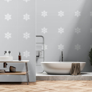 Chic Stylish Nordic Snowflakes On Pastel Grey Wallpaper