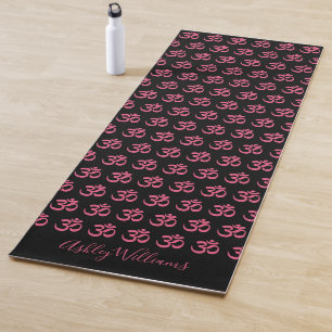 Chic Stylish Personalised Hot Pink Black Pattern Yoga Mat