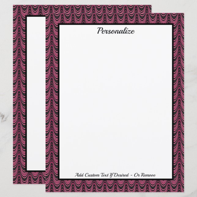 Chic Stylish Pink Black Abstract Wave Personalized (Front/Back)