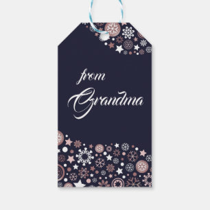 Chic Stylish Rose gold Snowflake Winter Xmas Gift Tags