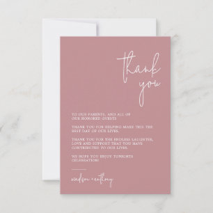 Chic Stylish Rose Pink Modern Photo Wedding  Thank You Card