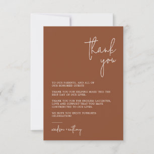 Chic Stylish Terracotta Modern Photo Wedding  Thank You Card