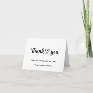 Chic Stylish Trendy Heart Bridal Shower Future Mrs Thank You Card