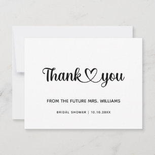 Chic Stylish Trendy Heart Bridal Shower Future Mrs Thank You Card