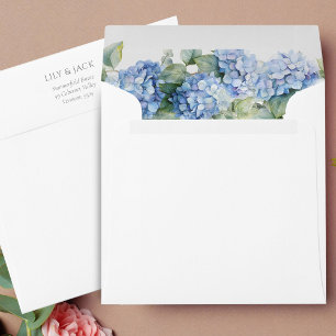 Chic Stylish White Floral Hydrangea Wedding Envelope
