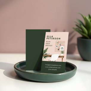 Chic Stylish Workstation Office Desk Social Media Business Card