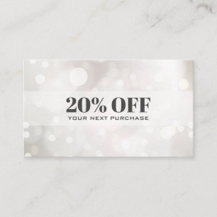 Chic Subtle Glitter White Bokeh Coupon Card