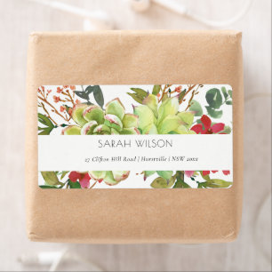Chic Succulent Desert Cactus Red Floral Address
