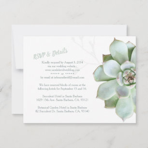 Chic Succulent Wedding RSVP & Accommodations