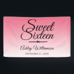 Chic Summer Pink Ombre Sweet 16 16th Birthday Banner<br><div class="desc">A chic summer pink ombre design Sweet 16 birthday party banner. The bright lemonade pink fades onto a white background. The text "Sweet Sixteen" in black is set in modern script. Elegant 16th birthday party banner for a glamourous Sweet Sixteen, perfect for her, the fashionista who loves modern pattern, luxury...</div>