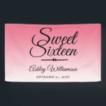 Chic Summer Pink Ombre Sweet 16 16th Birthday Banner<br><div class="desc">A chic summer pink ombre design Sweet 16 birthday party banner. The bright lemonade pink fades onto a white background. The text "Sweet Sixteen" in black is set in modern script. Elegant 16th birthday party banner for a glamourous Sweet Sixteen, perfect for her, the fashionista who loves modern pattern, luxury...</div>