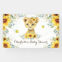 Chic Summer Sunflower Lion Cub & Bees Baby Shower