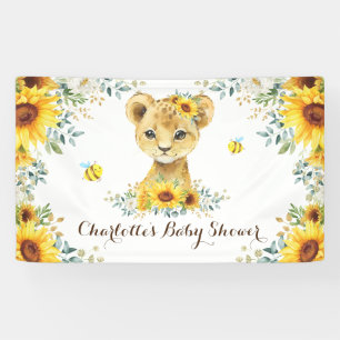 Chic Summer Sunflower Lion Cub & Bees Baby Shower Banner