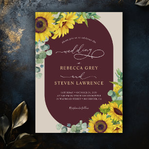 Chic sunflowers floral wedding invitation