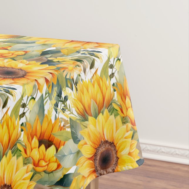 Chic Sunflowers Flowers Floral Tablecloth (In Situ)