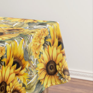 Chic Sunflowers Flowers Floral Tablecloth