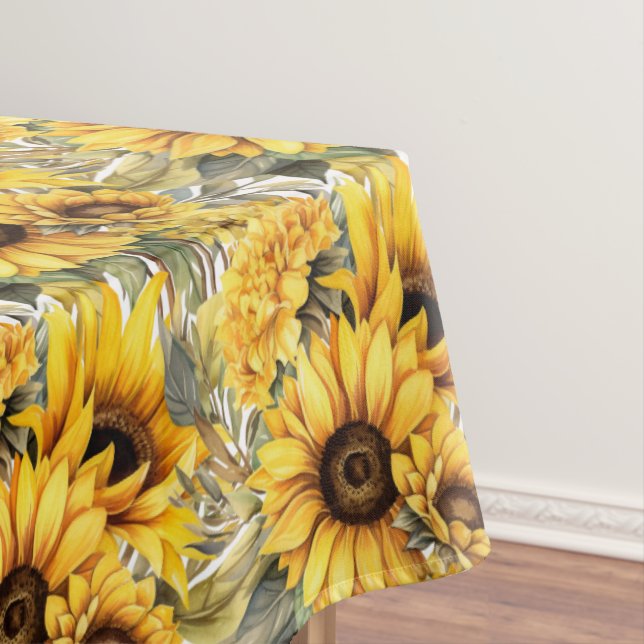Chic Sunflowers Flowers Floral Tablecloth (In Situ)