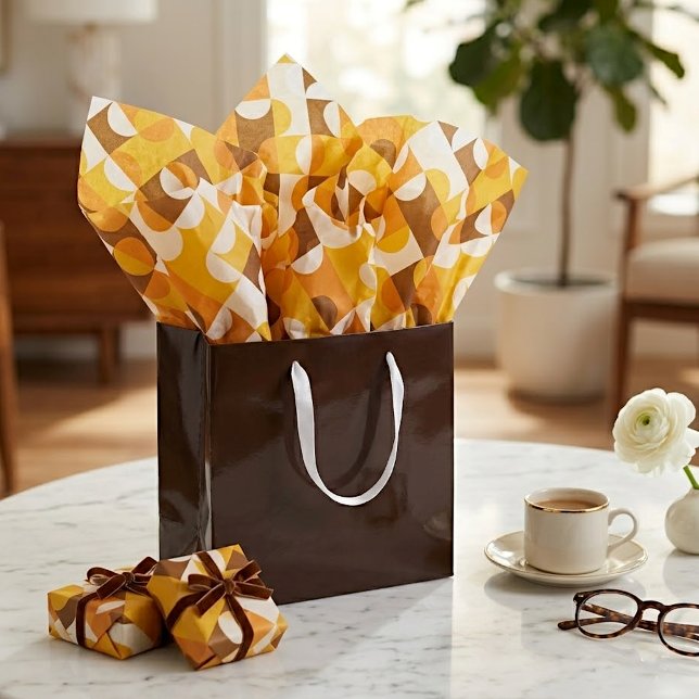 Chic Sunny Yellow Orange Brown Circles Art Pattern Tissue Paper (Creator Uploaded)