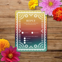 Chic Sunset Gradient Papel Picado Wedding Reply