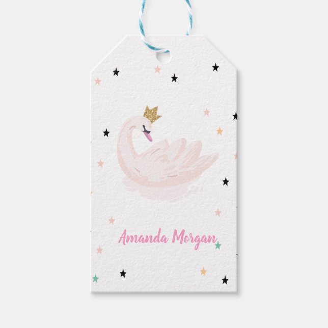 Chic Swan, Stars, Princess  Gift Tags (Front)