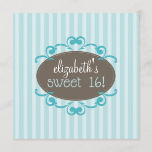 Chic Sweet 16 Birthday Party Invitation (aqua)