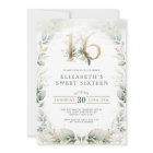 Chic Sweet 16 Botanical Greenery Gold Birthday
