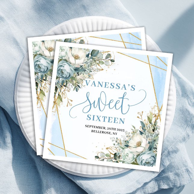 Chic Sweet Sixteen Eucalyptus Frame Table Party  Napkin (Chic Sweet Sixteen Eucalyptus Frame Table Party Paper Dinner Napkins)