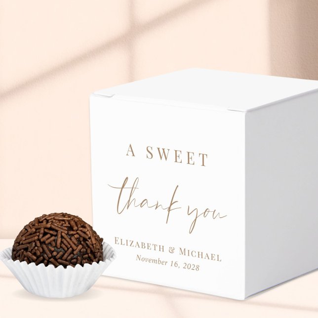 Chic Sweet Thank You Gold Script Wedding Favour Box (Creator Uploaded)