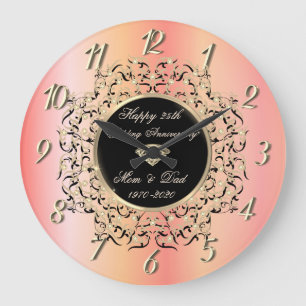 Chic Swirls 50 Wedding Anniversary Large Clock