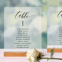 Chic Table Wedding Seating Plan Card Frosted Style