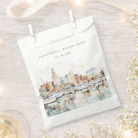 Chic Tampa Florida Skyline Watercolor Wedding