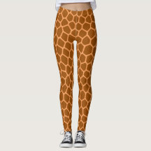 Chic Tan Giraffe Print Animal Pattern Leggings
