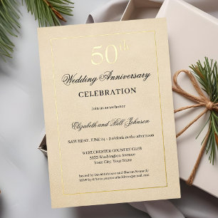 Chic Tan Gold Foil 50th Wedding Anniversary