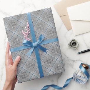 Chic Tartan Blue Grey Black Pattern Wrapping Paper