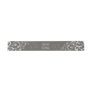 Chic Taupe and White Wedding Belly Band Invitation Belly Band
