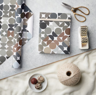Chic Taupe Beige Grey Tan Brown Circles Pattern Wrapping Paper