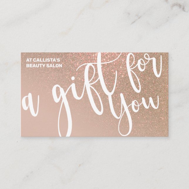 Chic Taupe Gold Glitter Gradient Gift Certificate (Front)