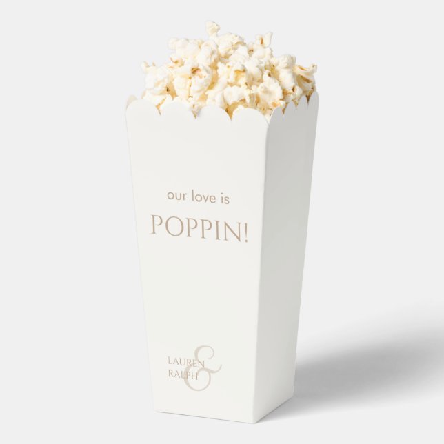 Chic Taupe & Ivory Couple Monogram Popcorn  Favour Box (Popped)
